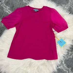 CeCe Fuchsia Short Sleeve Top NWT